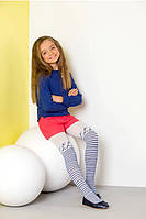 Візерункові колготи для дівчинки, зріст 150-158, колір білий, синій