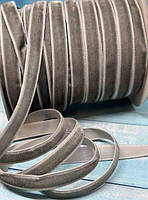 Велюр стрічка 1 см, колір сірий, 5 метрів, Сірий