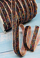 Велюр стрічка з люрекс ниткой 1 см, колір-мікс (беж), 5 метрів, Різнокольоровий