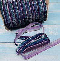 Велюр стрічка з люрекс ниткой 1 см, колір-фіолетовий мікс, 5 метрів, Різнокольоровий