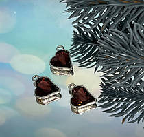 Підвіска -Серце, 1,5 см, колір-каштаново-коричневий, шт, Коричневий