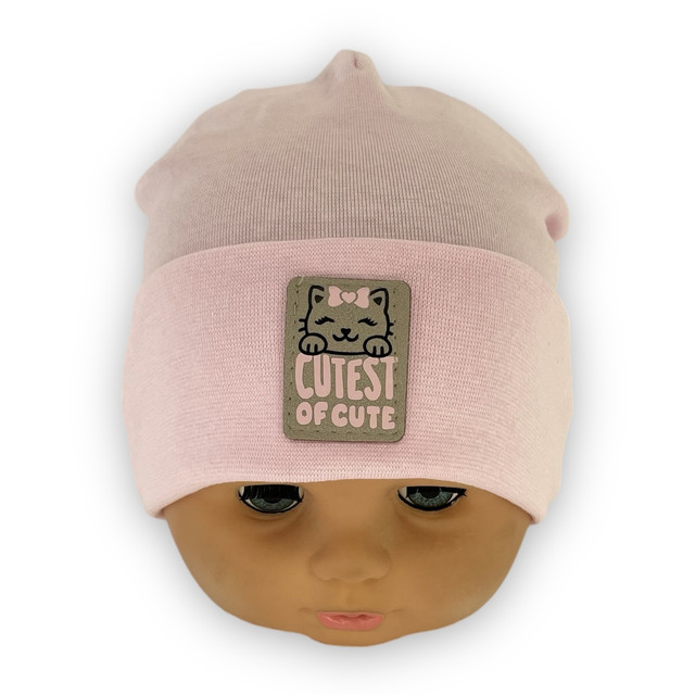 Шапка трикотажная для девочек с отворотом детская