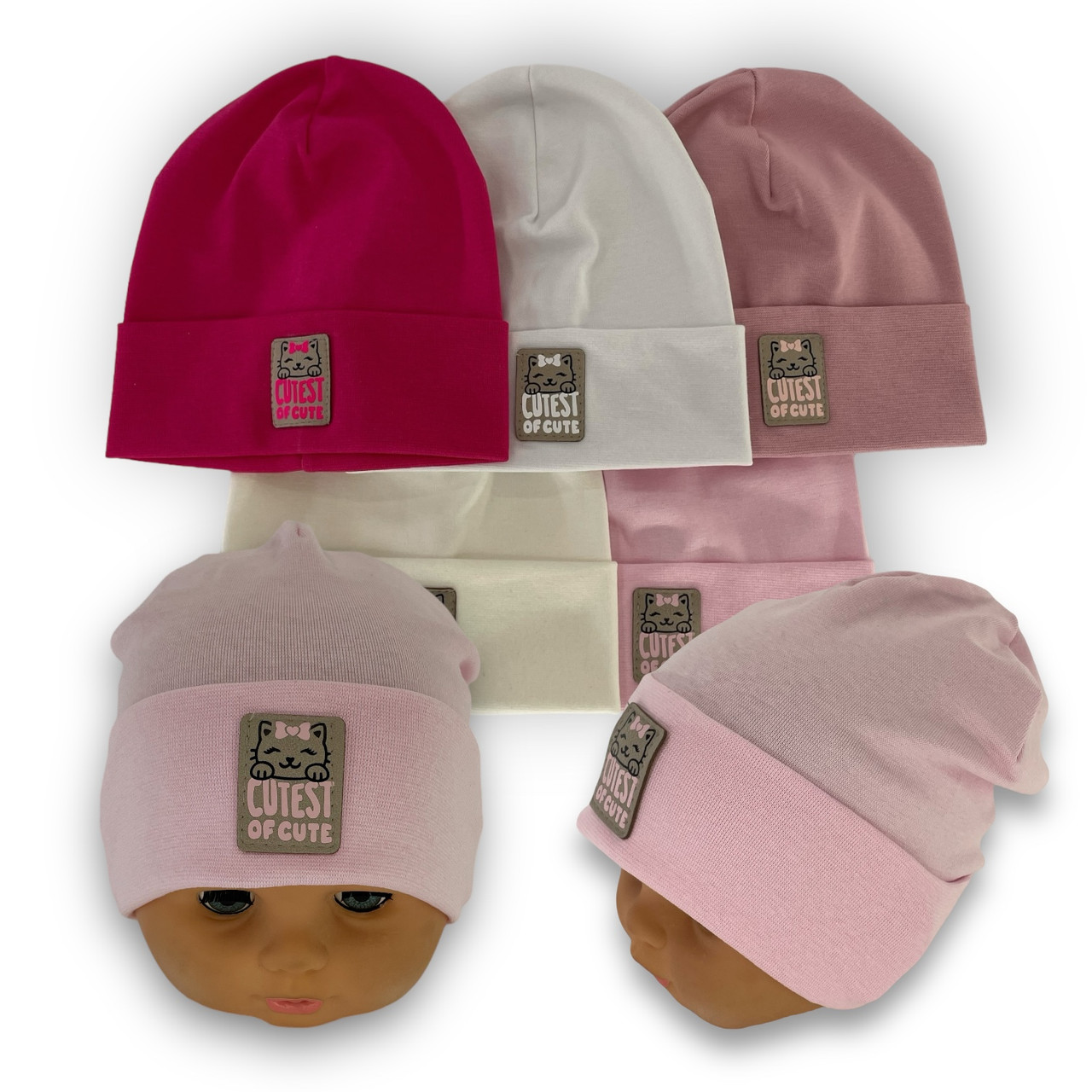 ОПТ Шапка трикотажна для дівчаток, р. 42-44 (5 шт./набір), фото 1