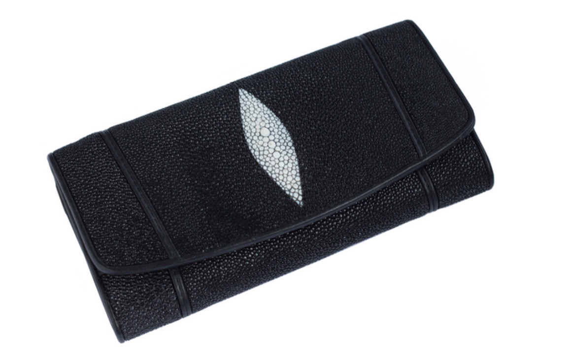 Гаманець зі шкіри ската Ekzotic leather Чорний (stw 142), фото 1