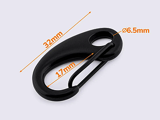 Карабін металевий чорний Гак, L=32мм