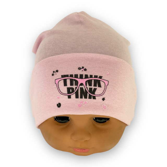 Шапка трикотажная для девочек с отворотом детская