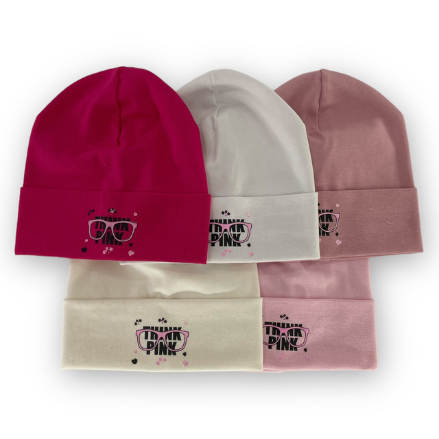 Шапка трикотажная для девочки с отворотом детская