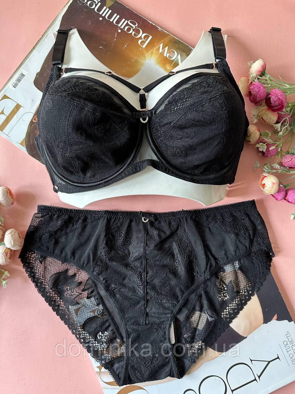Жіноча чорна спідня білизна комплект на чашку E