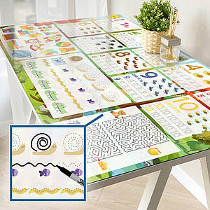Захисне покриття з багаторазовими прописами та зображеннями для розвитку дітей, 60 х 100 см (1,2 мм) МСПБ-D01