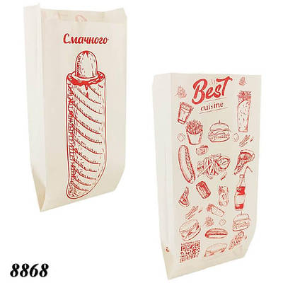 Пакет саше паперовий фаст-фуд 9х21х4 см 100 шт