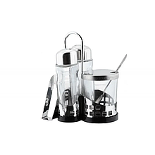 Набір для спецій скляний Empire EM-9547 (3 ємності/зубочистки/серветниця) на підставці