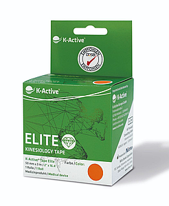 Кінезіотейп для обличчя та тіла K-active Elite 5 м х 5 см (Жовтогарячий)