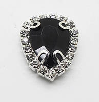 Стразовий декор "Крапелька"-декор-пришивний, 20*25 мм, колір-чорний, шт., Чорний