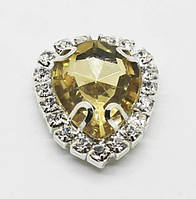 Стразовий декор "Крапелька"-декор-пришивний, 20*25 мм, колір-шампань, шт.