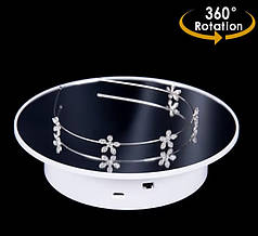 Поворотний стіл для предметної зйомки дзеркальний Electric Mirror Turntable 20 см White N