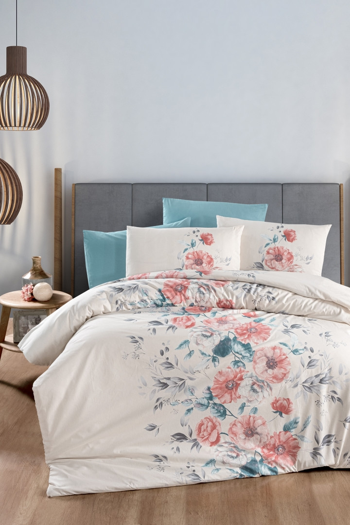 Турецька Постільна білизна First Choice Ranforce Benedic Aqua 200х220см, фото 1