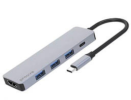 HUB Proove Iron Link 5in1 Type-C to HDMI+3USB3.0+Type-C Silver (HBIL00010604)