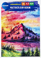 Папір для малювання для акварелі А3 15 аркушів 200 г/м2 Centrum 82600 "Гірський пейзаж"