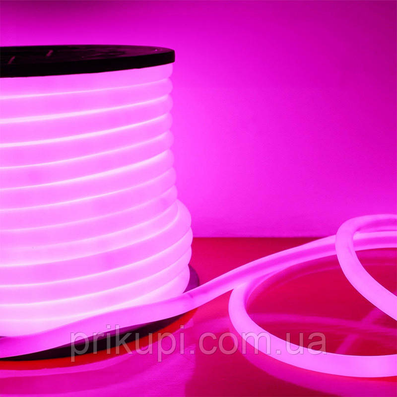 Гнучка неонова стрічка кругла зі світінням на 360 градусів від мережі 220 В, Рожева, 1 м, фото 1