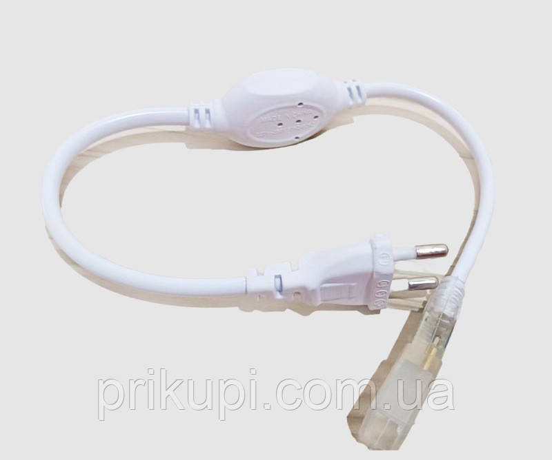 Адаптер, конектор для під'єднання гнучкої неонової стрічки 360°, 2 PIN, 220 В 14 мм, фото 1