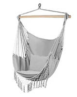 Підвісне крісло гамак бразильський Gardlov 2 подушки, сіре (23671)