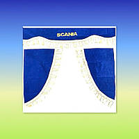 Комплект штор Scania синій (ламбрекен лобового та куточки бічного скла- 2 шт)
