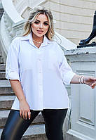 Жіноча однотонна літня сорочка батал новинка 2024