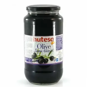 Оливки чорні без кісточок Hutesa Olive Senza Nocioli Хутеса 900/400 г