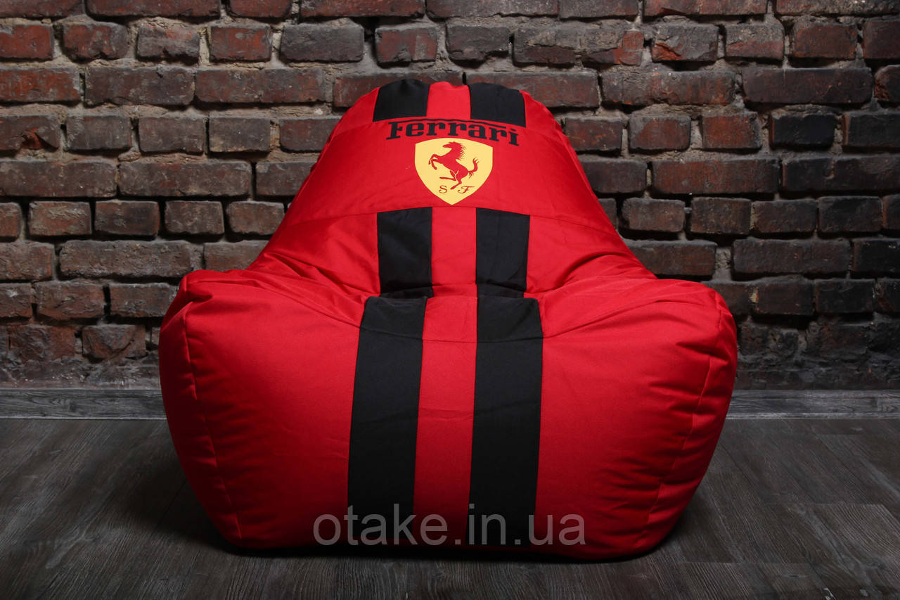 Безкаркасне крісло мішок диван Ferrari з логотипом, червоне