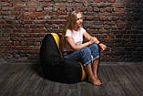 Безкаркасне крісло мішок диван Ferrari, чорно-жовте, фото 9