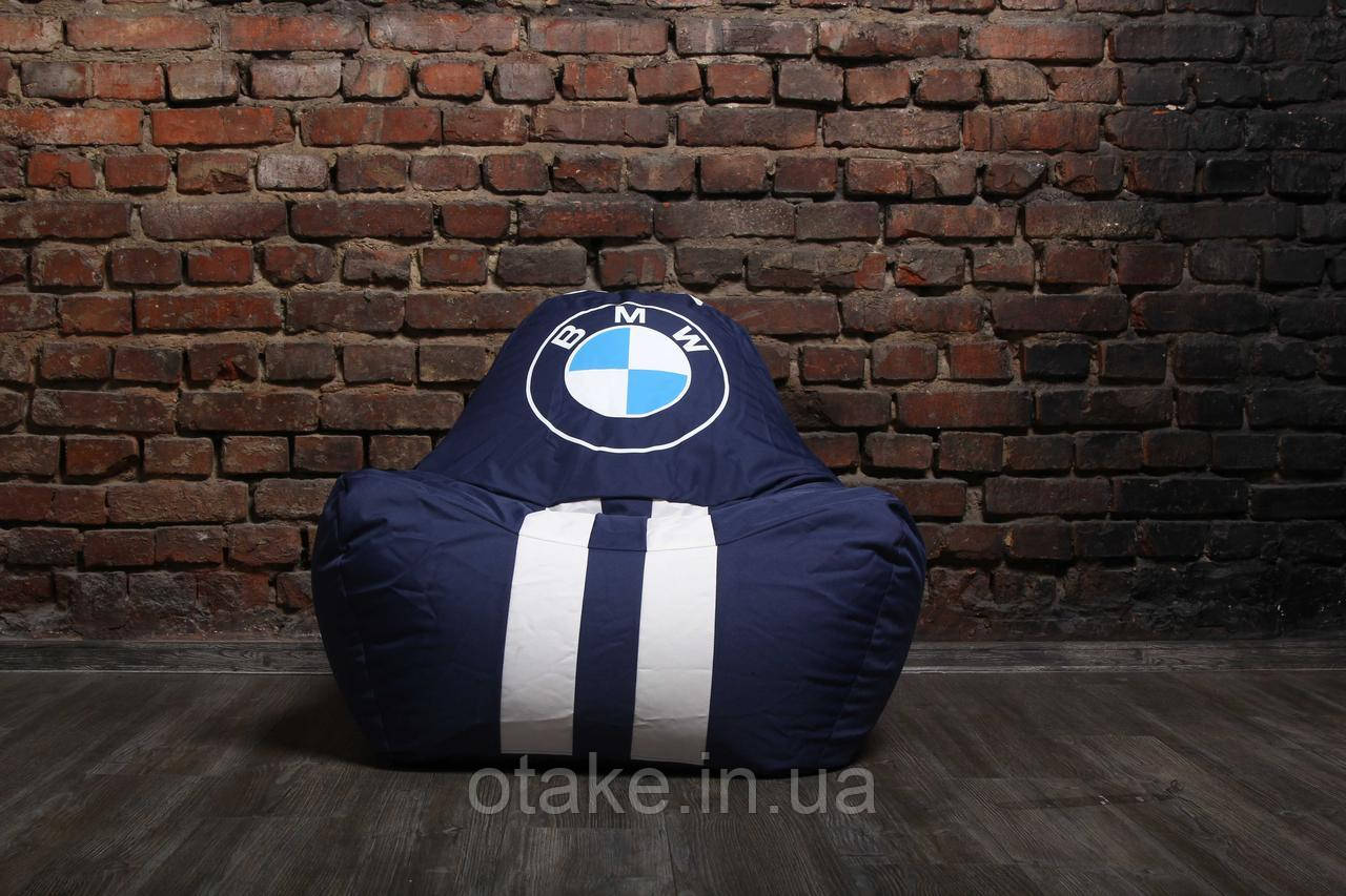 Безкаркасне крісло мішок диван BMW, синє