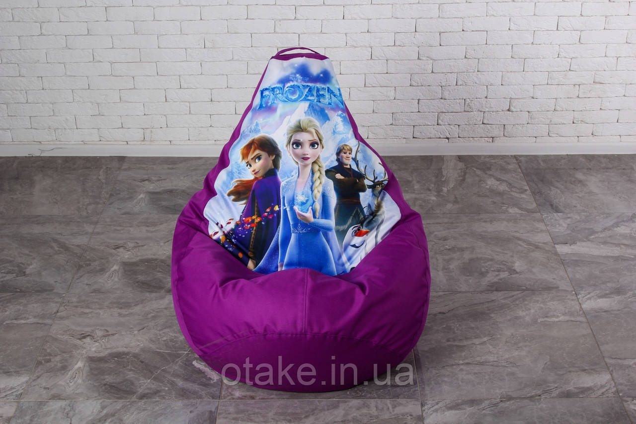 Безкаркасне крісло мішок груша Frozen XL 120х75, фіолетове