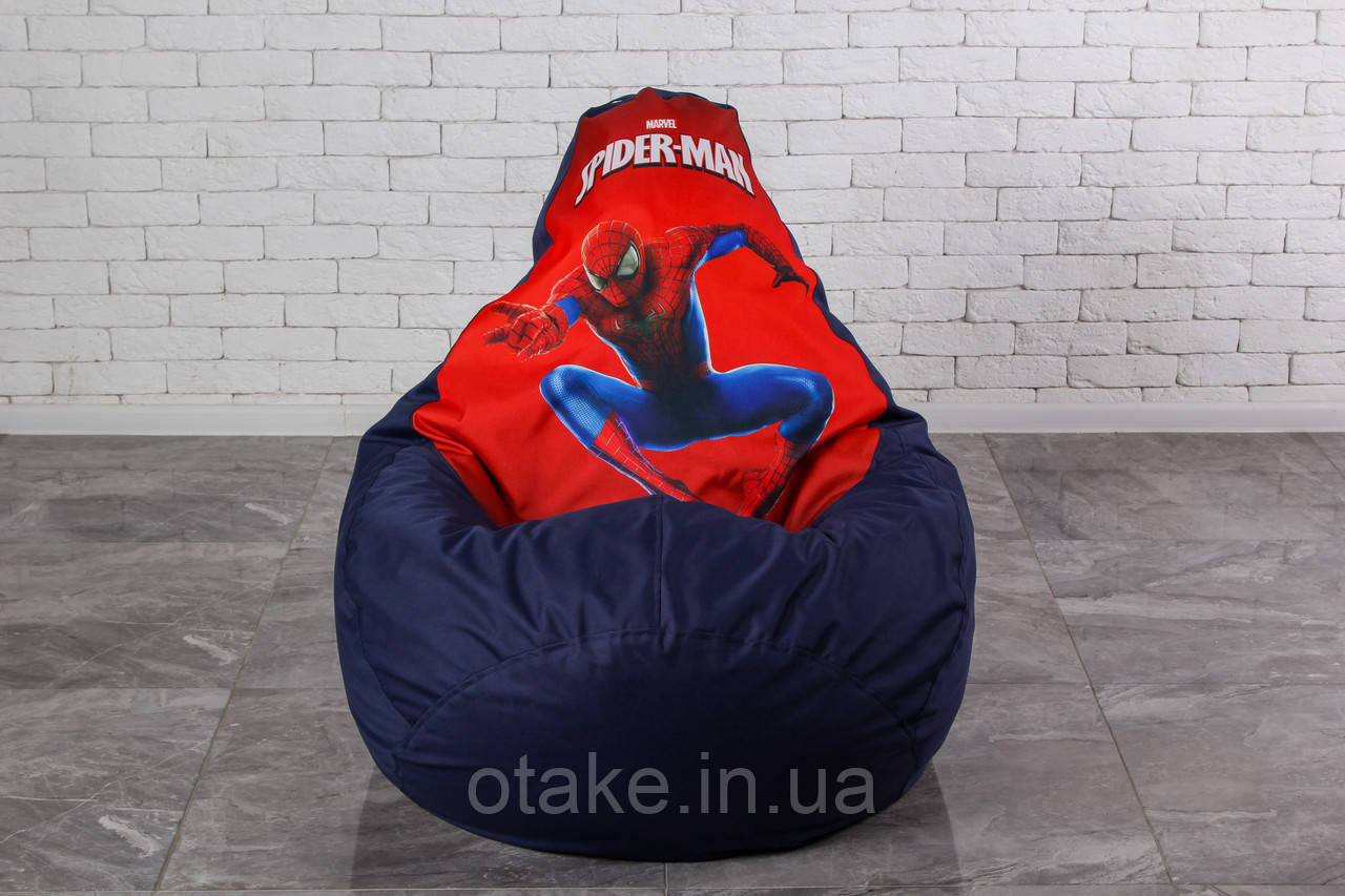 Безкаркасне крісло мішок груша Spider man XL 120х75, синє