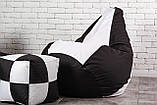 Набір безкаркасних крісло мішків (крісло груша, диван, пуф), чорно-білий, фото 4