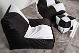Набір безкаркасних крісло мішків (крісло груша, диван, пуф), чорно-білий, фото 5