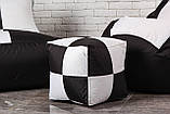 Набір безкаркасних крісло мішків (крісло груша, диван, пуф), чорно-білий, фото 6