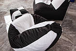 Набір безкаркасних крісло мішків (крісло груша, диван, пуф), чорно-білий, фото 7