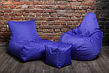 Набір безкаркасних крісло мішків XL (крісло мішок, диван, пуф), синій, фото 5