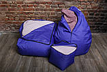 Набір безкаркасних крісло мішків XL (крісло мішок, диван, пуф), синій, фото 9