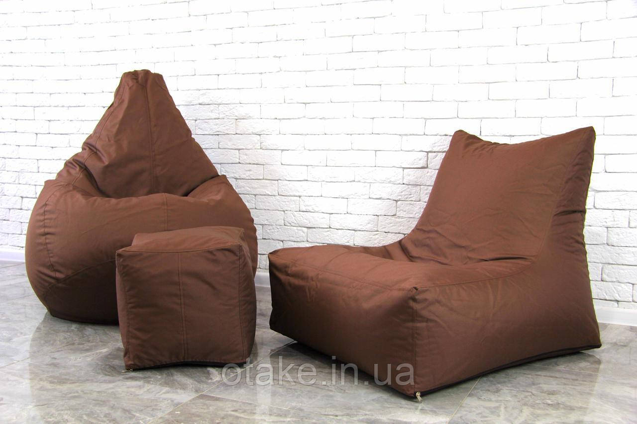 Набір безкаркасних крісло мішків XL (крісло мішок, диван, пуф), коричневий, фото 1