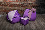 Набір безкаркасних крісло мішків (крісло мішок груша пуф), фіолетовий, фото 9