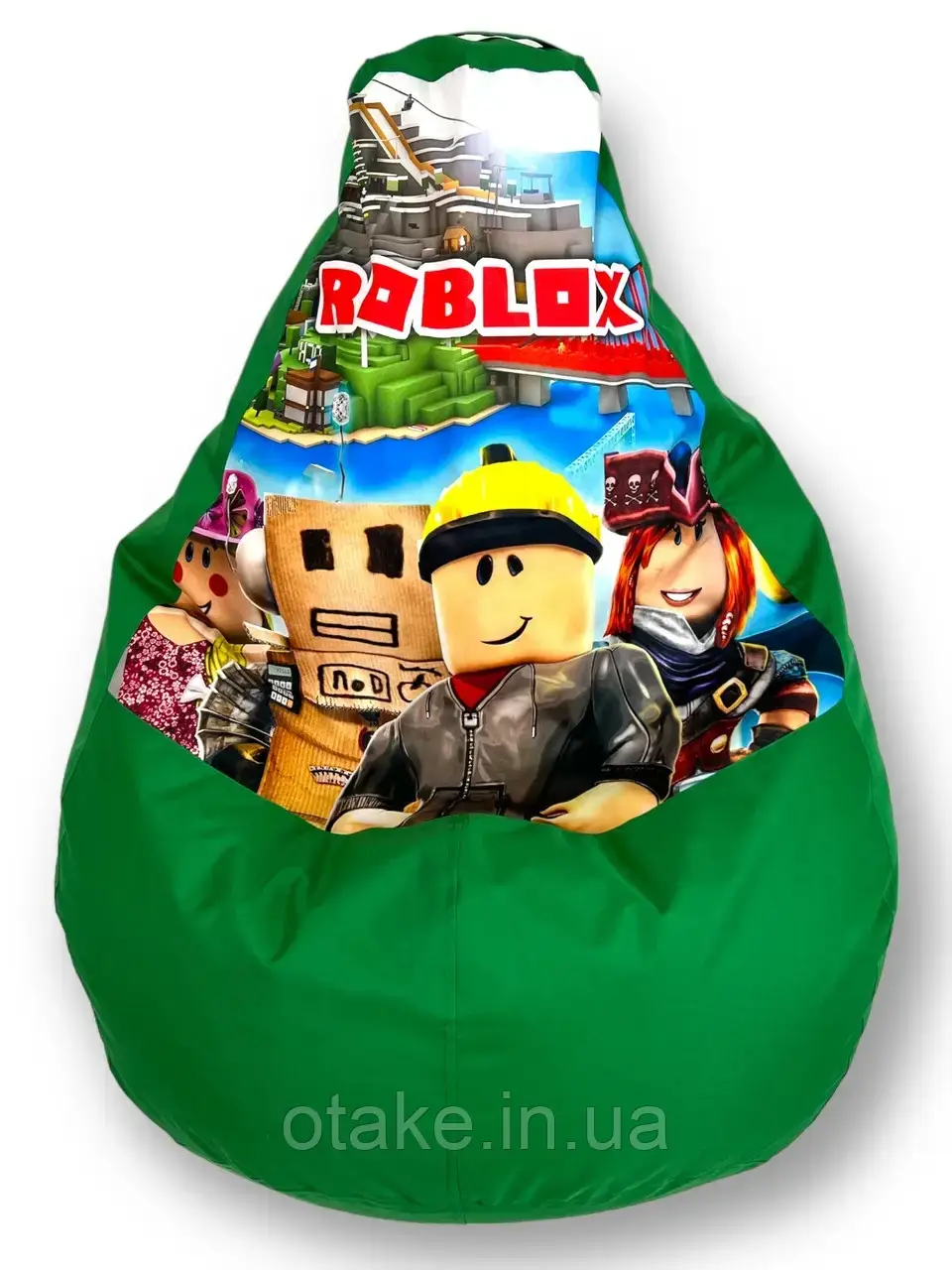 Безкаркасне крісло мішок груша Roblox (120x75) Роблокс, зелене