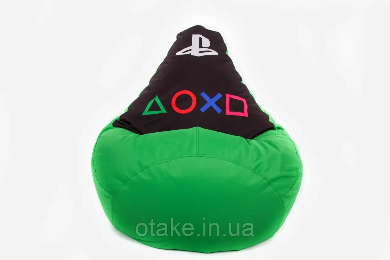 Безкаркасне крісло мішок груша Play Station (120х75) Плейстейшен , зелене