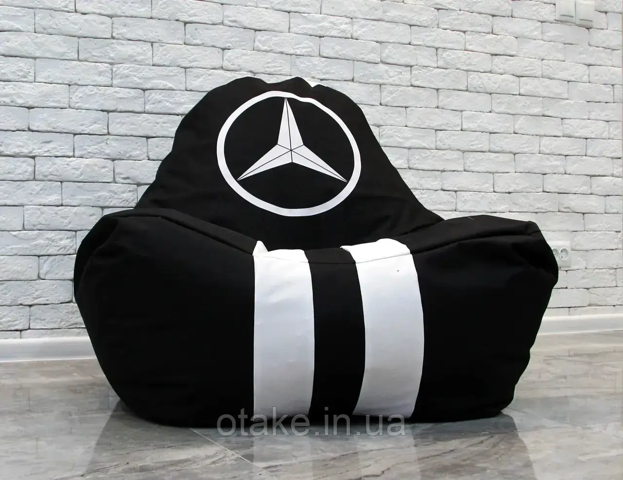 Безкаркасне крісло мішок диван Mercedes, чорне, фото 1