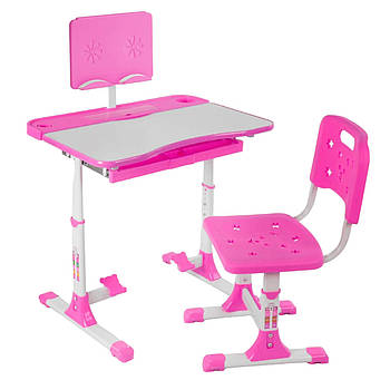 Парта зі стільчиком P 1140 (регульована висота та кут нахилу стільниці) Рожевий