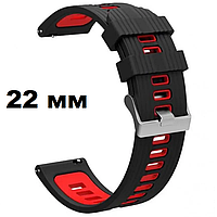 Ремінець Silicone універсальний легкознімний для годинника 22 мм Black/Red