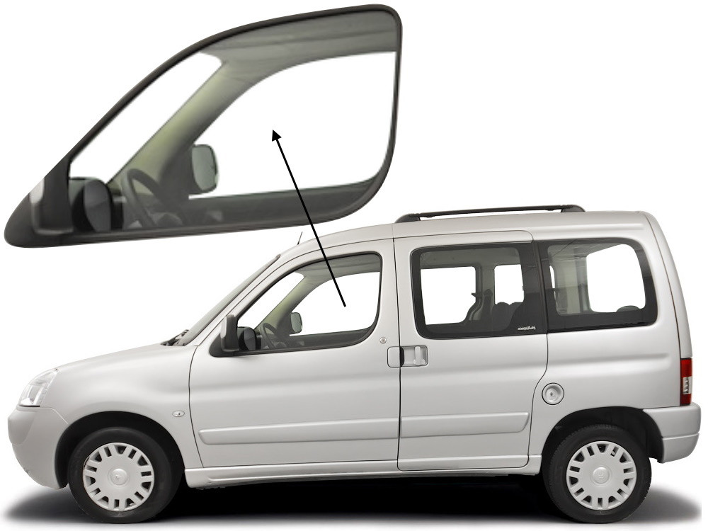 Бічне скло Peugeot Partner 1996-2008 передніх дверей ліве