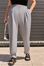 Зручні жіночі штани з якісної та приємної тканини костюмка на поясі резинка розміри великі, фото 2