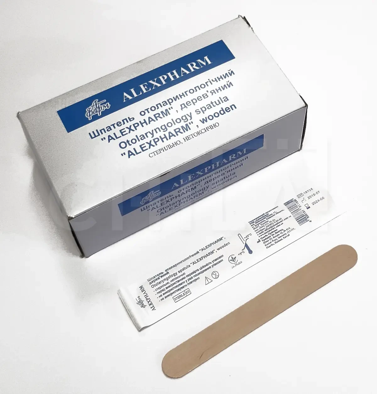 Шпатель отолярингологический (дерев'яний)"Alexpharm" (100 шт/уп)