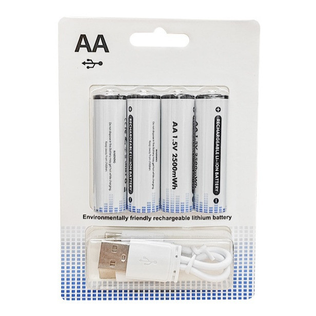 Акумулятори батарейки АА 1,5В Li-ion 2500 mWh (4 штуки), фото 1